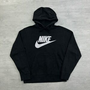 Nike Sweatshirt Size Small Black Sportswear Hoodie Swoosh Spell Out Logo